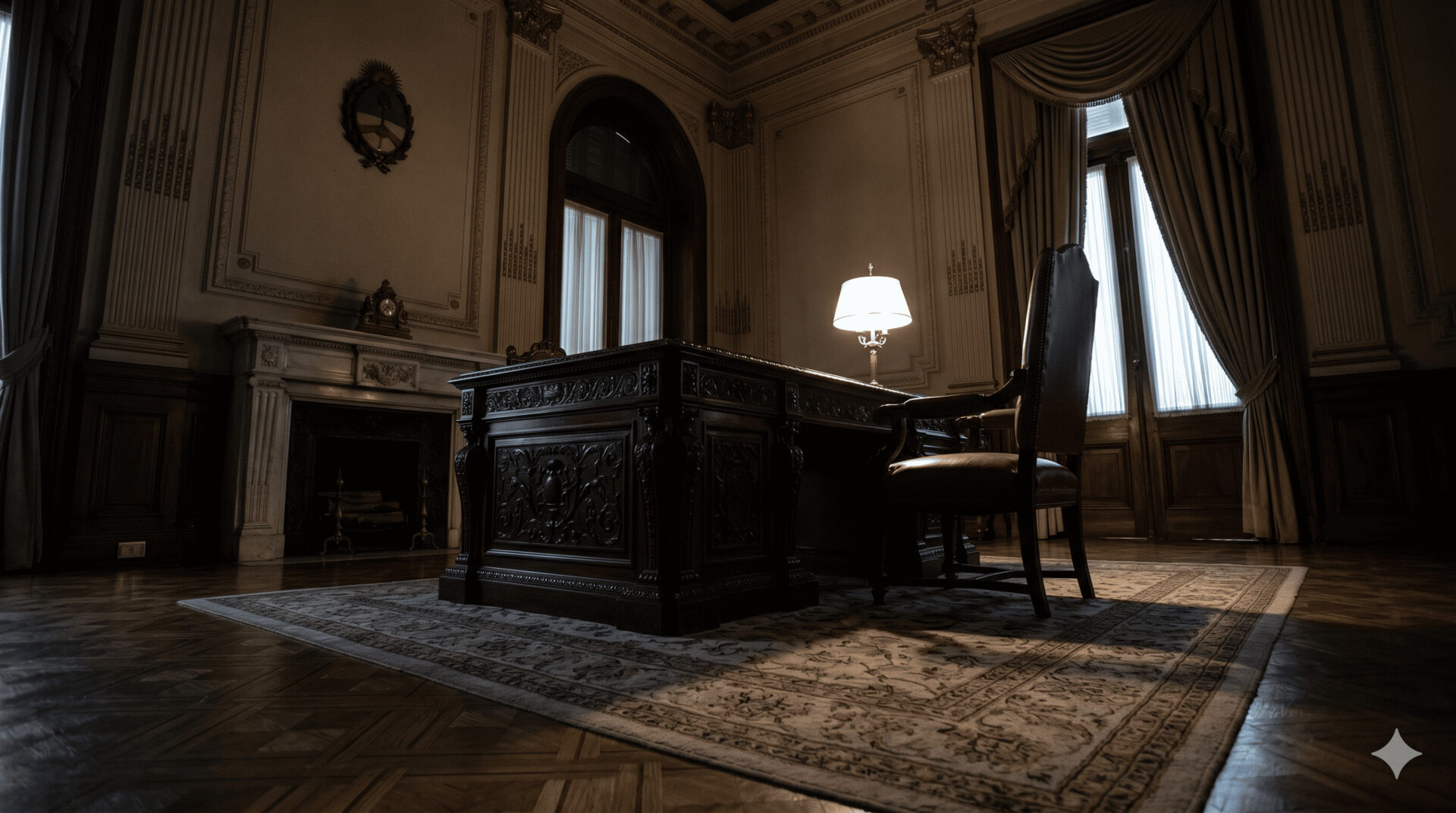La silla presidencial vacía en la Casa Rosada representando la crisis de liderazgo político NCN